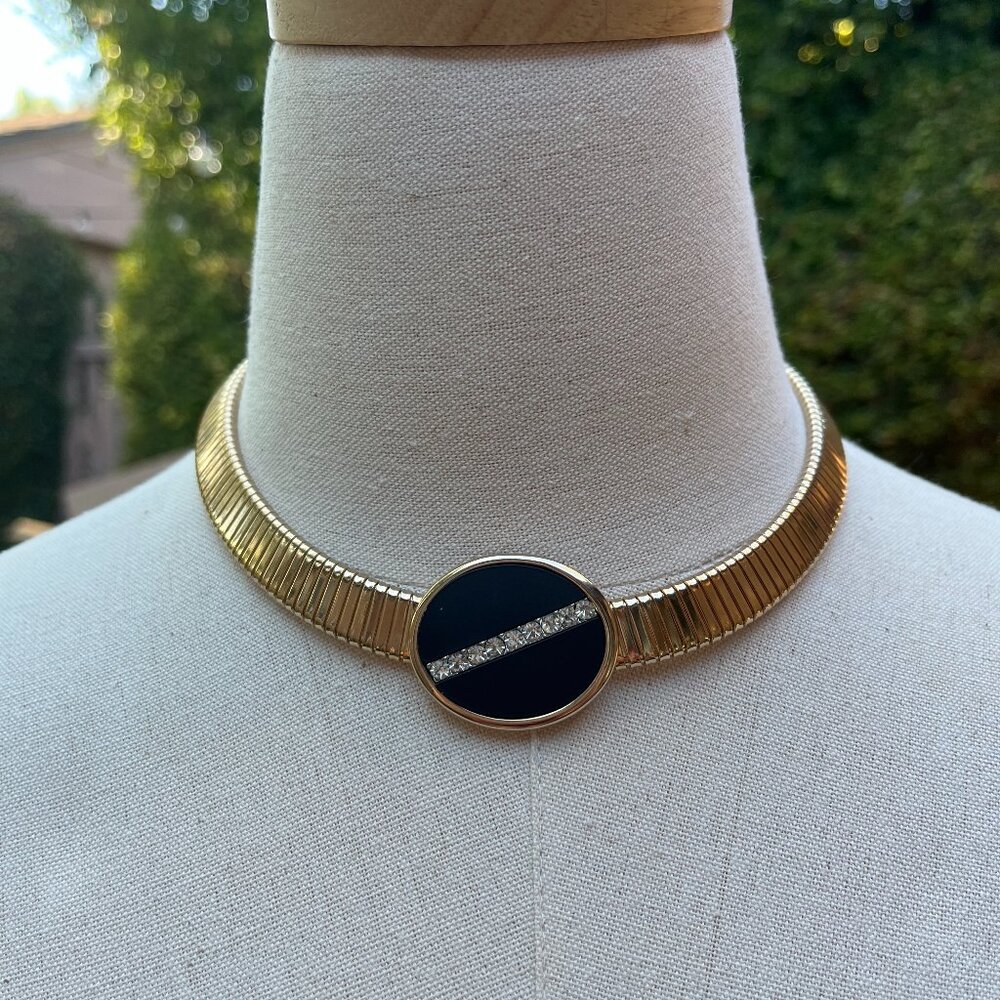 Vintage Park Lane Gold Tone/Black Stone Choker